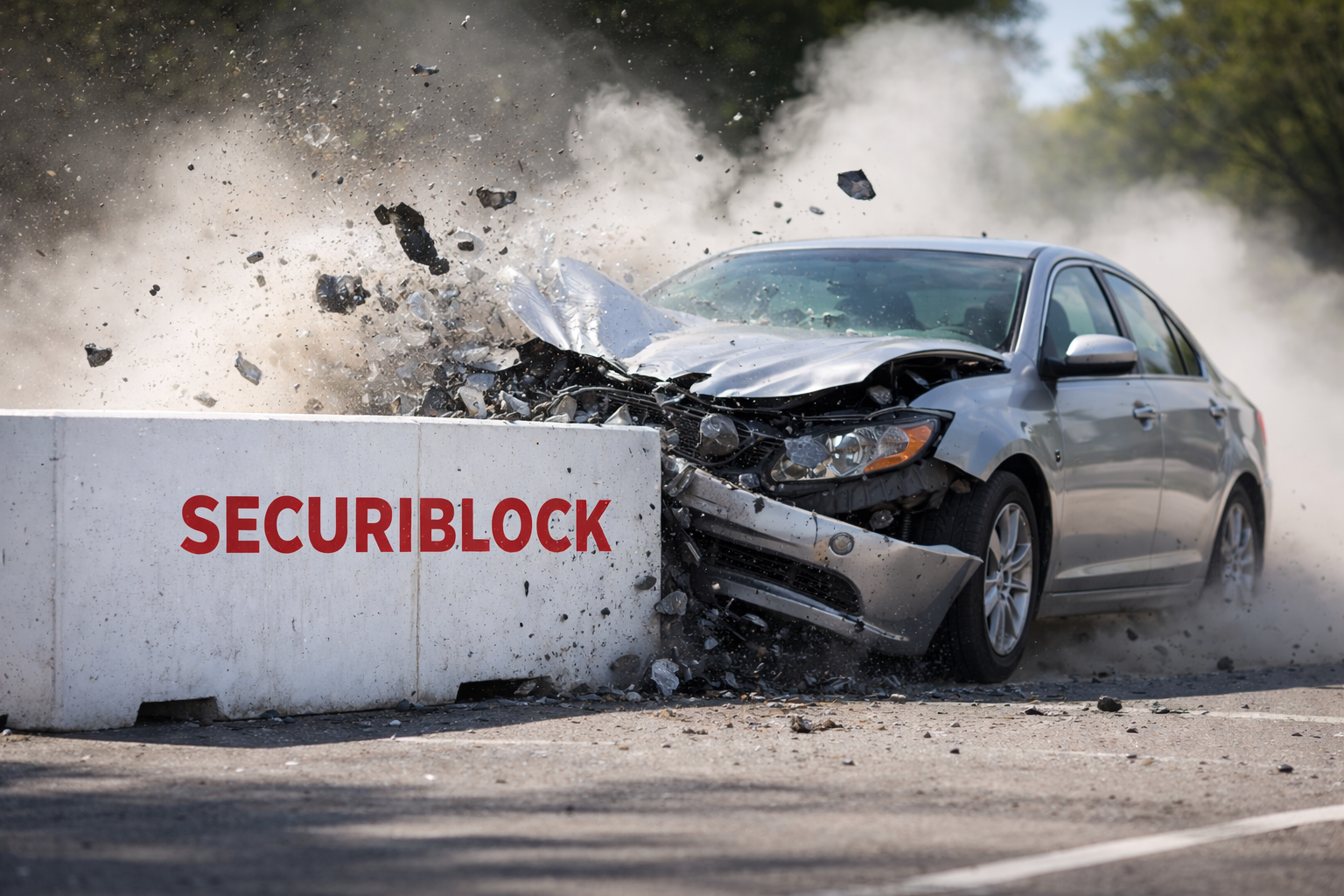 voiture belier bloc béton